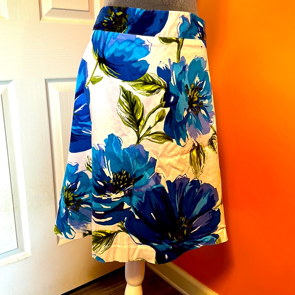 Lane Bryant Flare skirt w/ Blue Flowers